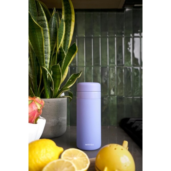 Wovida Porter Insulated Water Bottle, 16oz Lavender, Vacuum Insulated Stainless Steel with Ceramic Coating, Leak Proof, Dishwasher Safe